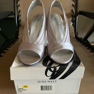 Nine West Silver Satin Heels